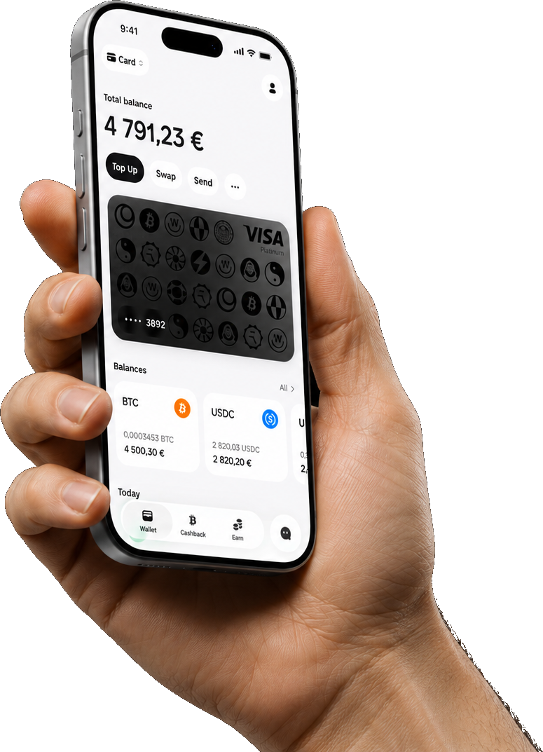 KOLO app with a Visa Platinum card on a smartphone screen